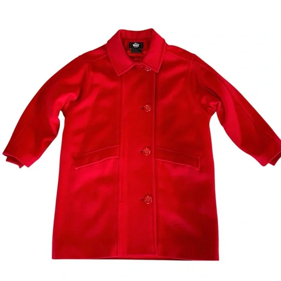 Vintage Woolrich Women’s Coat 100% Pure Wool Red Pea Coat Size M - Picture 2 of 10